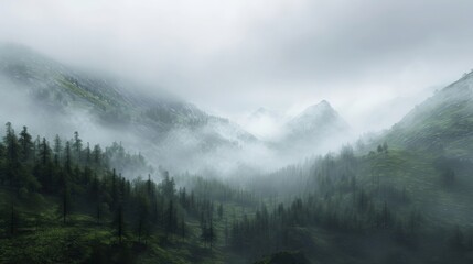 Foggy mountain landscape