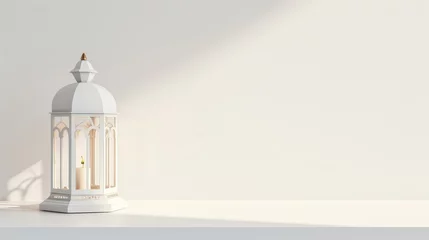 Foto op Plexiglas arabic lantern in white with white background. modern minimal design concept © zanderdesk