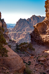 Rocky landscape and mountains, Wadi Musa, Jordan.