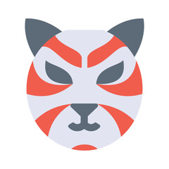 Kabuki mask icons, minimalist vector illustration and transparent graphic element. Isolated on white background.