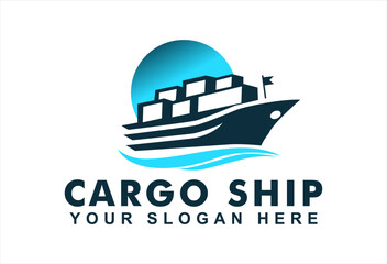  cargo ocean ship vector illustration shipping logo template