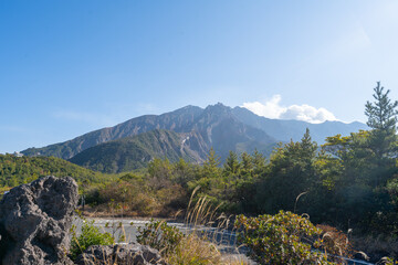 鹿児島　桜島の火山の風景