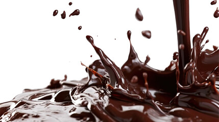 Fototapeta premium Collection of PNG. Melted dark chocolate flow isolated on a transparent background.