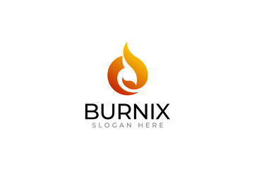 phoenix bird with fire burn shape modern logo for industry and finance company