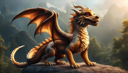 Obraz premium Cute Majestic Dragon Pet