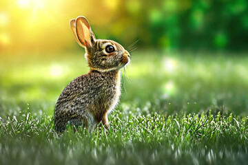 Obraz premium Cute little rabbit for Easter spring holiday, generative AI