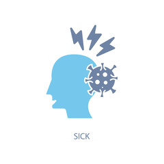 sick concept line icon. Simple element illustration. sick concept outline symbol design.