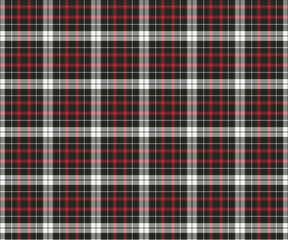 Plaid pattern, black, red, white. Seamless background for textiles, design of clothes, skirts, pants or decorative fabric. Vector illustration.
