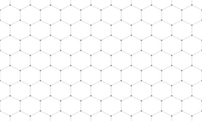 Naklejka premium Grey dotted line hexagon seamless pattern. Vector Repeating Texture.