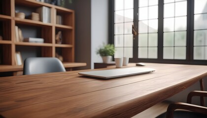 Modern office with empty desk and window