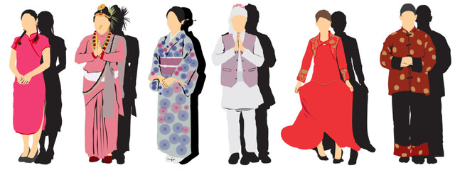 traditional cultural dress asian illustration