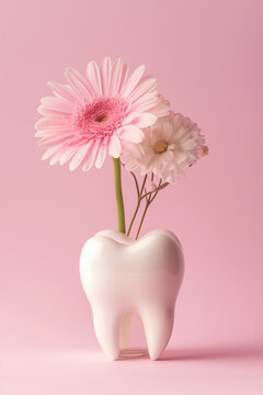 Fototapeta International womens day dental concept with tooth-shaped symbol