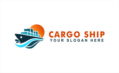 Fototapeta na wymiar cargo ocean ship vector illustration shipping logo template