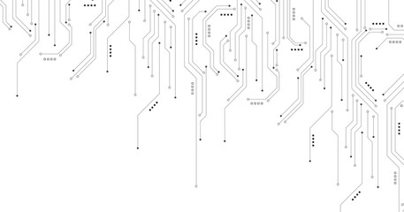 Technology digital circuit board background. Technology black circuit diagram.High-tech connection system on a white background.	