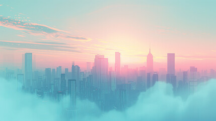 雲に包まれる未来都市