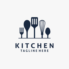 Cooking utensils for kitchen logo design - obrazy, fototapety, plakaty