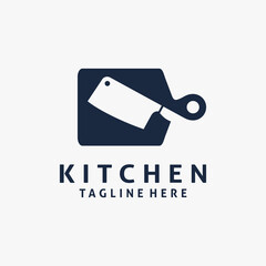 Cutting board and knife for kitchen logo design