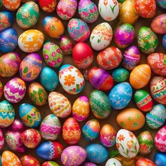 Fototapeta na wymiar Colorful easter eggs background,Happy Easter Concept: Cheerful Background with Colorful Eggs,Festive Springtime: Colorful Eggs Pattern for Easter