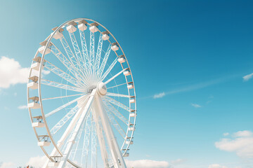 Fototapeta premium Ultra-realistic Ferris wheel under a clear blue sky. AI Generative.