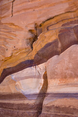 Colorful rock formations in the city of Petra, Wadi Musa, Jordan.