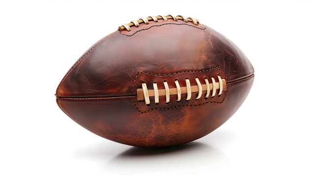 Classic leather American football ball isolated, epitomizing traditional sport, AI Generative.