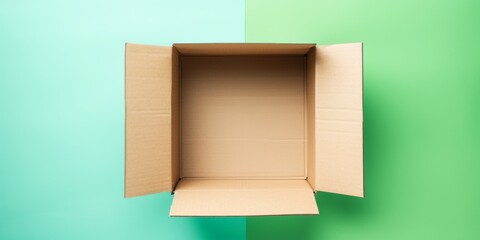 Open Cardboard Box on Green Background
Category