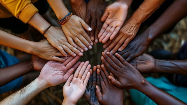 On Human Rights Day, a powerful image emerges featuring diverse hands joined in unity 