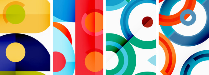 Round geometric elements and circles in background design for wallpaper, business card, cover, poster, banner, brochure, header, website