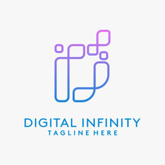 Fototapeta premium Letter D for digital infinity logo design