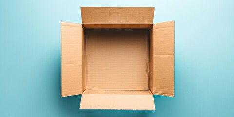 Open Cardboard Box on Blue Background