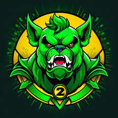 Fototapeta premium Bulldog mascot sport logo design. Dog head illustration for sport and esport logo. Suitable for mascot, badge, emblem t-shirt print.