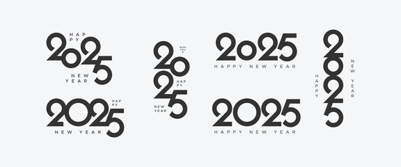 Big set of 2025 new year logo text design. Collection of 2025 new year symbol for calendar, flyer and banner
