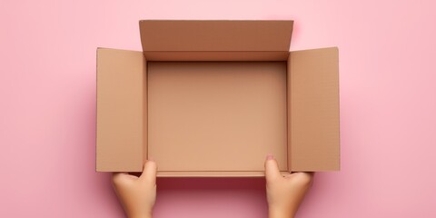 Open Cardboard Box on Pink