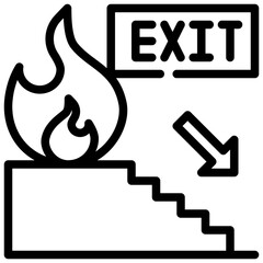 fire emergency exit way stairs simple line