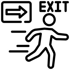 emergency exit way caution simple line