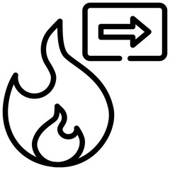 fire exit way emergency caution simple line