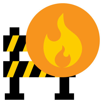 barier caution warning fire emergency flat style