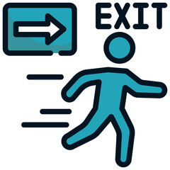 emergency exit way caution filled outline