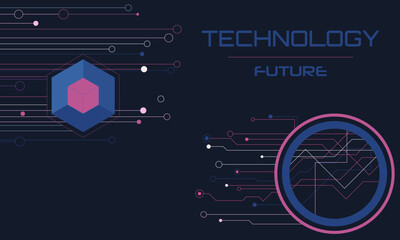Technology Modern Banner, Poster in Cyberpunk style. Abstract Futuristic  Colorful background. Geometric template
Vector illustration