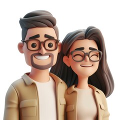 Fototapeta premium A couple in glasses standing next to each other. Generative AI.