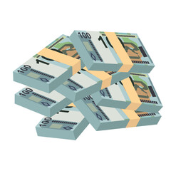 Belarusian ruble Vector Illustration. Belarus money set bundle banknotes. Paper money 100 BYN. Flat style. Isolated on white background. Simple minimal design.