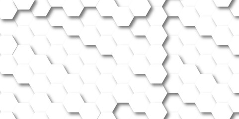 White pattern of hexagons Abstract background with hexagons. Geometrics hexagon polygonal pattern web cell background vector. seamless bright white honeycomb background.	