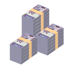 Belarusian ruble Vector Illustration. Belarus money set bundle banknotes. Paper money 200 BYN. Flat style. Isolated on white background. Simple minimal design.