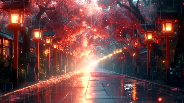 Sunset in Cherry Blossom Park