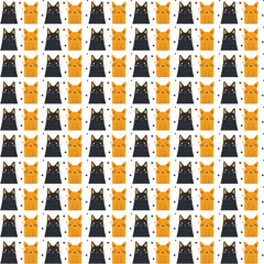 cut cat seamless pattern with yellow and white stripes