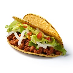 Taco Temptation: Irresistible Fast Food Delight, Isolated Against a Clean White Backdrop. Dive into Flavorful Bliss with This Mouthwatering Culinary Creation, Perfectly Presented for Your Indulgence