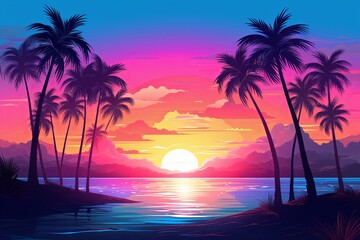 Fototapeta na wymiar sunset over the beach