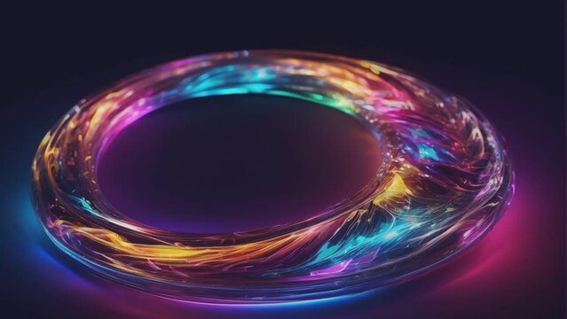 circular ring as multi colored energy flow beautiful. seamless looping time-lapse animation video background