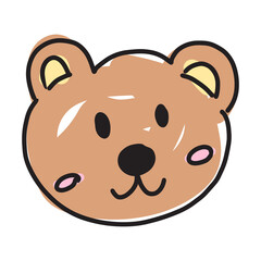 Hand drawn of teddy bear doll for cute sticker, tattoo, fabric print, toy, decorations, cartoon character, mascot, pet, vet, animal logo, icon, clip art, ads, banner