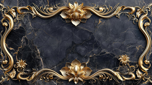 Fototapeta 3D wallpaper, border frame mandala decorative, 3D wall tile design, 3d digital mandala art design